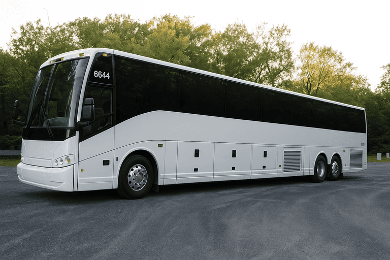 exterior of Bus Rental Company Lancaster coach bus