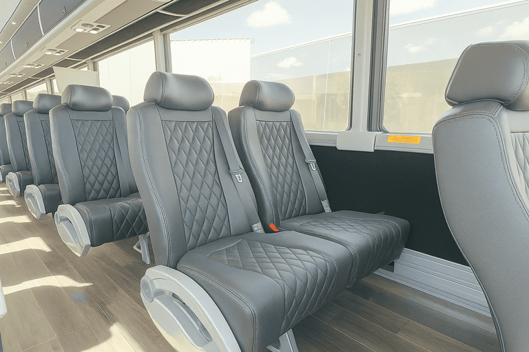 interior of Bus Rental Company Lancaster charter bus